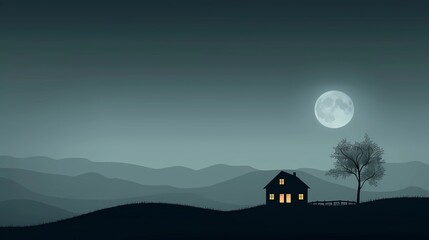 night landscape with moon