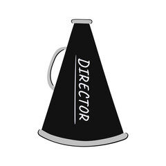 Megaphone with the inscription director in hand drawn style. Vector illustration isolated on white background
