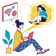 People communicating online with technology online communication