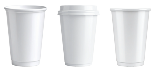 3d Illustration of takeout disposable cups isolated on transparent background.