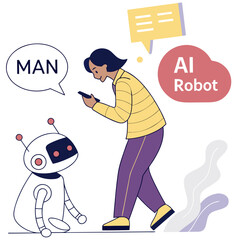 Person interacting with robot communication technology