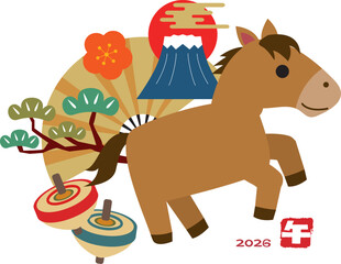 年賀状　2026年　午年 