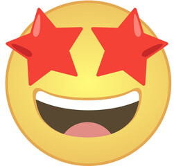Star-Struck Emoji with Star Eyes Icon - Flat Yellow and Red Emoticon in SVG, Vector 