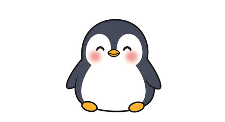 Obraz premium Simple Cartoon Style Cute Penguin Illustration with Smiling Face Animal