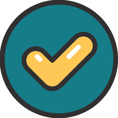 Checkmark symbol in a teal circle for approval and success