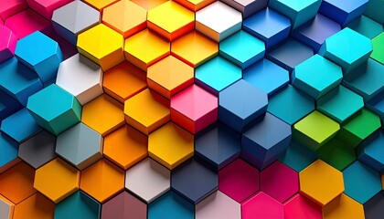 Abstract colorful 3D hexagonal pattern background.