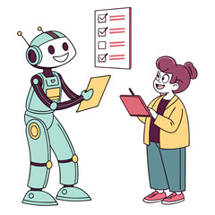 Robot assisting person with checklist assistant clipboard