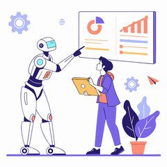 Robot teaching human data analysis learning