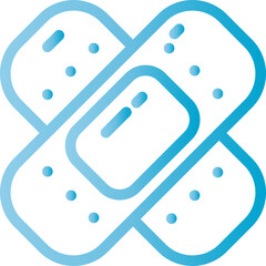 Healing and healthcare concept with blue adhesive bandages