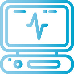 Modern medical monitor displaying heart rate data in vibrant blue
