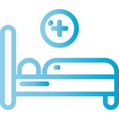 Hospital bed with medical symbol indicating care and treatment