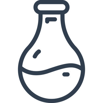 Laboratory flask with fluid, research and scientific studies