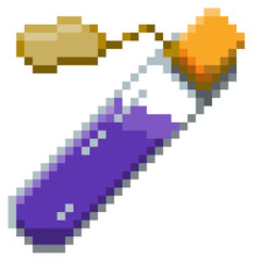Naklejka premium Game ready 32 bit Small Potion Bottle with label pixel art