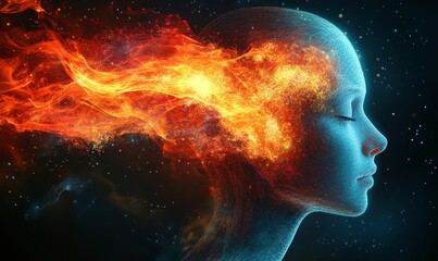 Fototapeta premium Vivid representation of the ADHD concept, highlighting elements of focus, distraction, and brain functioning. This image captures the complex nature of this cognitive condition, Generative AI