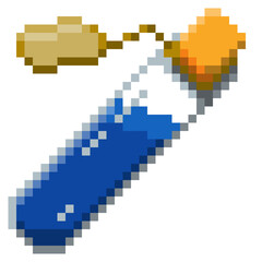 Naklejka premium Game ready 32 bit Small Potion Bottle with label pixel art