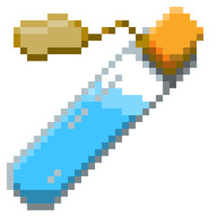 Naklejka premium Game ready 32 bit Small Potion Bottle with label pixel art