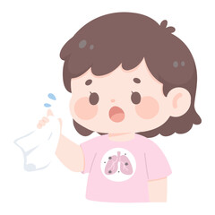 Illustration of Sick Girl Coughing