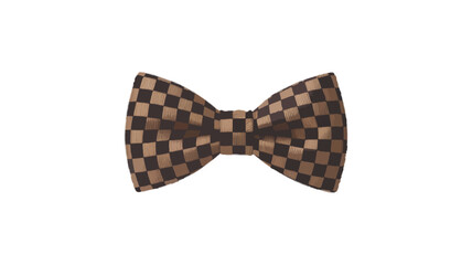 brown checkered bow tie isolated on transparent background