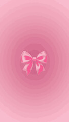 Pink Ribbon Bow Illustration on Gradient Background
