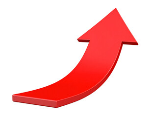 Arrow, red, curved, isolated, white, background, symbol, direction, movement, rotation, loop, icon, illustration, graphic, shape, design, pointer, sign, navigation, indicator, vector, element, contour