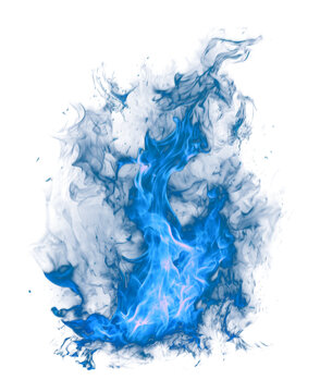 Blue flame isolated on transparent background