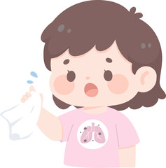 Illustration of Sick Girl Coughing