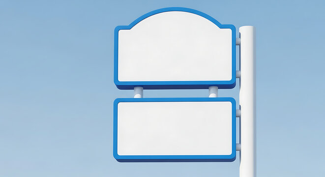 Blank White Outdoor Sign Template with Blue Frame