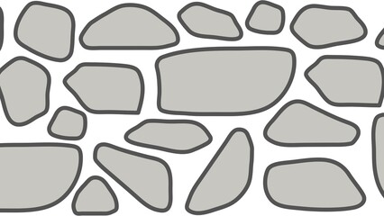 A seamless pattern of stylized, gray stones with dark gray outlines on a white background