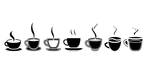 Coffee Cup Collection Steaming Beverages Icons