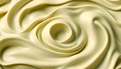 A close-up abstract composition of smooth swirled cream textures in soft