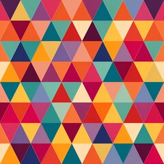 Retro Geometric Triangle Pattern: Vibrant and Colorful Design