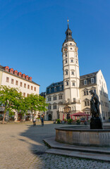 Obraz premium old town hall with market in gera in Thuringia east germany vertical
