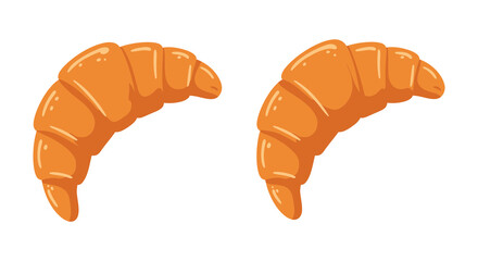 Two golden brown croissants on a plain white background for baking or food concepts silhouette