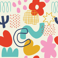 Whimsical Abstract Shapes Seamless Pattern