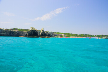 Salento coast and the rocks Le Due Sorelle (The two sisters) at Torre dell'Orso, Apulia, ITALY