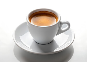 Fototapeta premium Espresso in White Cup and Saucer on Bright Background
