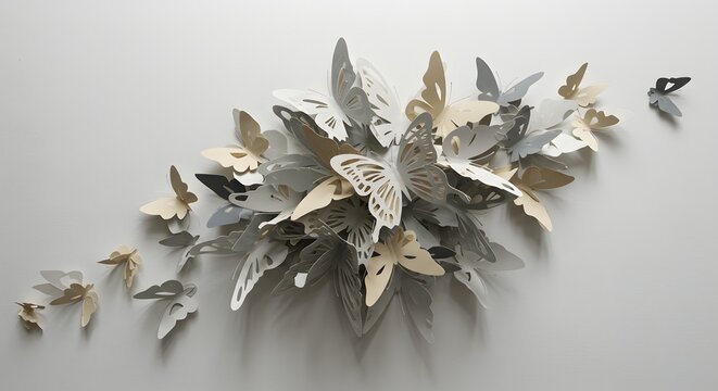 Paper butterflies cluster decorative art