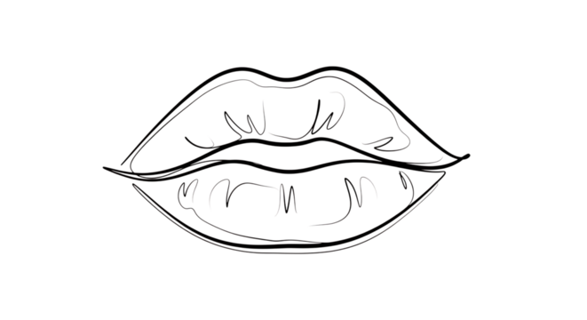 Illustration of lips isolated on transparent background, a simple and elegant design that captures the essence of beauty and femininity in a minimalist style - Powered by Adobe