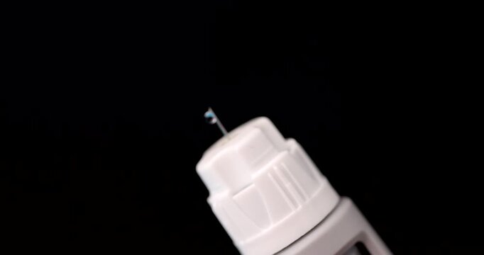 Close up of semaglutide injection pens with hypodermic needle attachment for diabetes treatment concept