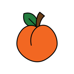 Peach Fruit Lineal Color Icon: Healthy Food and Fresh Produce
