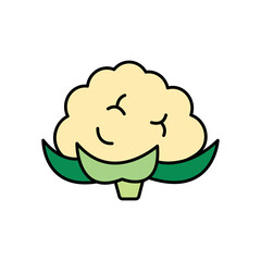 Cauliflower Vegetable Lineal Color Icon: Healthy Food and Fresh Produce