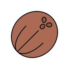 Coconut Tropical Fruit Lineal Color Icon: Healthy Food and Fresh Produce