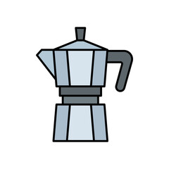 Coffee Maker Lineal Color Icon: Kitchen Appliance and Hot Beverage