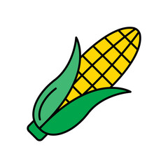 Corn Vegetable Lineal Color Icon: Fresh Produce and Food