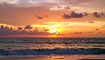 Tropical sunset over ocean