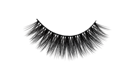 False eyelashes isolated on transparent background, a beauty accessory for eye makeup, enhancing the look with volume and glamour, perfect for fashion and cosmetic enhancements