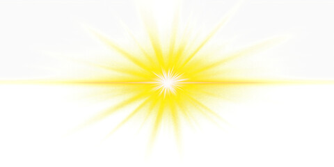 Yellow glow light effect isolated on transparent background. Lens flare light. Glowing spotlight. sunlight. Light PNG. light rays. Space overlays. Magic summer spring decoration design elements