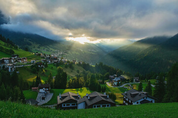 Beautiful village of Colle Santa Lucia in the Dolomites, Italy