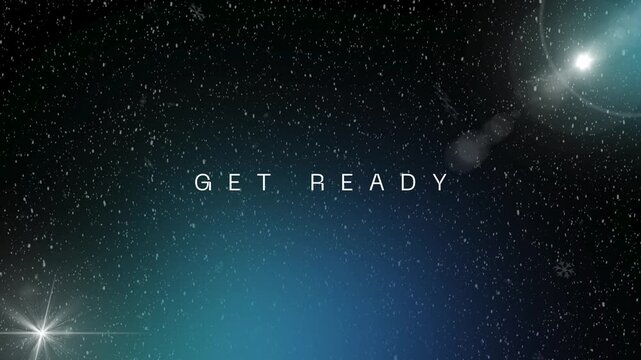 Cosmic 'Get Ready' Text with Starry Space Background and Blue Glow
