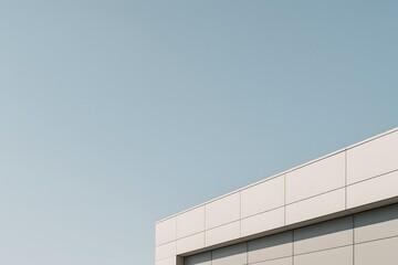 Fototapeta premium Minimalist Modern Building Façade with Clean Lines and Sky Copy Space
